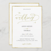 Invitation Lys de printemps du Mariage de calligraphie d'or d (Devant / Derrière)