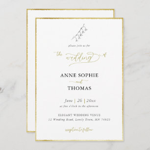 Invitation Lys de printemps moderne de la vallée BW Gold Mari