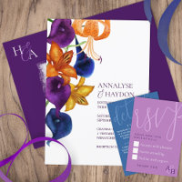Lys de tigre orange, Plum violet, Mariage bleu