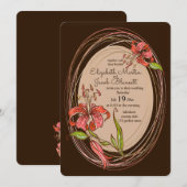 Invitation Lys de tigres Mariage, brun foncé (Devant / Derrière)