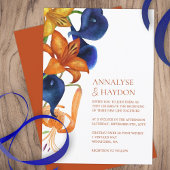 Invitation Lys de tigres orange, Mariage de calla bleu foncé