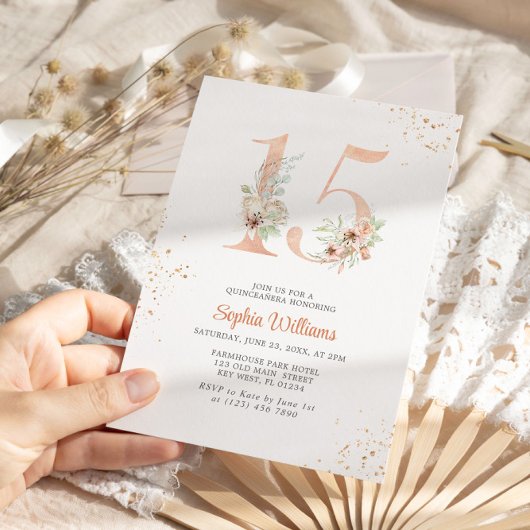 Invitation Lys doux Numéro 15 Quinceanera florale