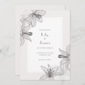 Invitation Lys floraux illustrés classiques Enregistrer la da (Devant / Derrière)