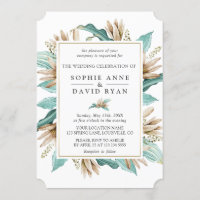 Lys ivoire Turquoise Fleurs Mariage géométrique