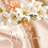 Invitation Lys Mariages d'élite à fleurs Blanche Poche soie