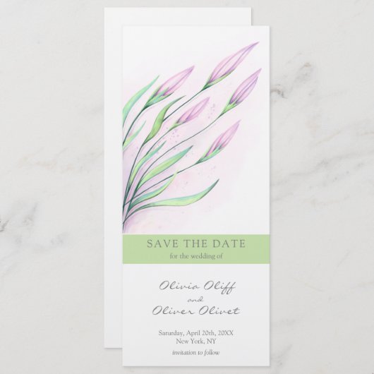 Invitation Lys mauve doux Enregistrer la date (Devant / Derrière)