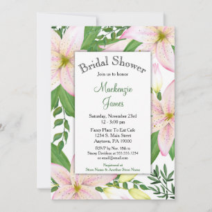 Invitation Lys rose Floral Douche nuptiale Lys d'invitation