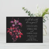 Invitation Lys rouge violet Dramatique Moody Mariage gothique (Debout devant)