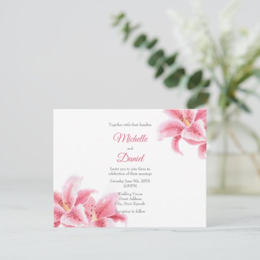 Invitation Lys Stargazer Rose (Debout devant)