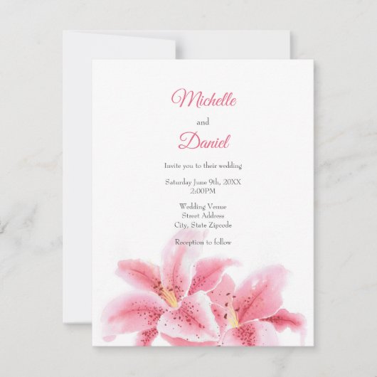 Invitation Lys Stargazer Rose (Devant)