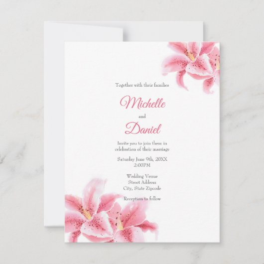 Invitation Lys Stargazer Rose (Devant)