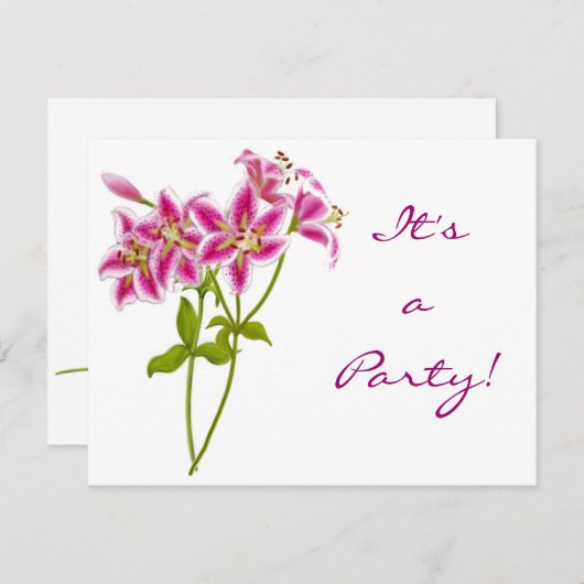 Invitation Lys Tigre Rose (Devant / Derrière)