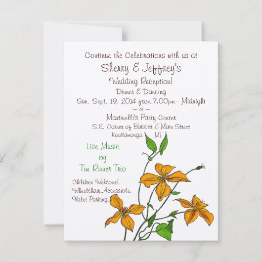 Invitation Lys Tigres (Invitation de Réception Après-Mariage) (Devant)