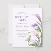 Invitation Lys violet floral anniversaire (Devant)