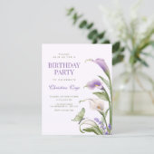 Invitation Lys violet floral anniversaire (Debout devant)