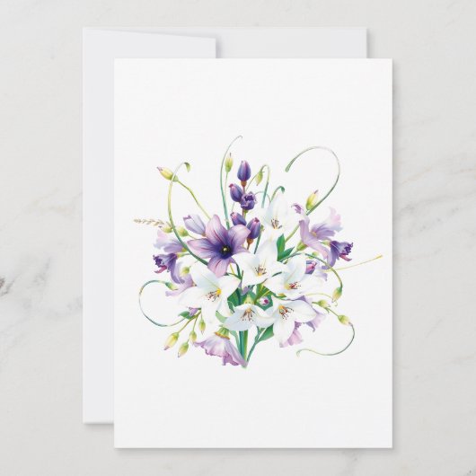 Invitation Lys violets et blancs avec Mariage de vignes verte (Dos)