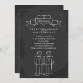 Invitation M. et M. Doodle Chalkboard Gay Mariage (Devant / Derrière)