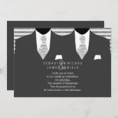 Invitation M. et M. Gray Costume et Cravate Mariage gay (Devant / Derrière)