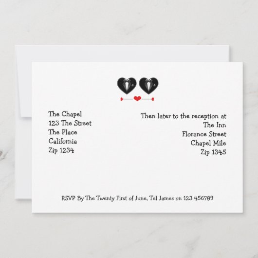 Invitation M. et M. Love Heart Tuxedo Mariage gay (Dos)