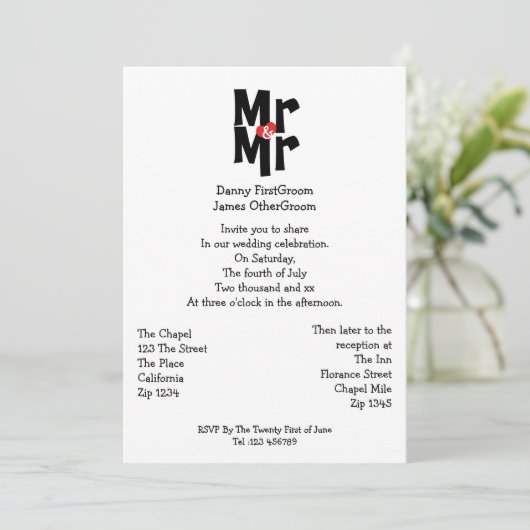 Invitation M. Et M. Modern Bold Mariage gay (Debout devant)