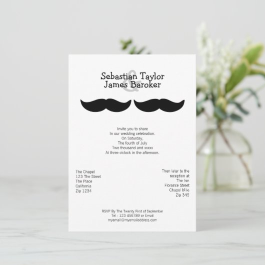 Invitation M. et M. Mustache Mariage (Debout devant)