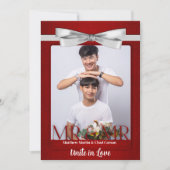 Invitation M. et M. Red Damask Mariage photo Deux pièces (Devant)