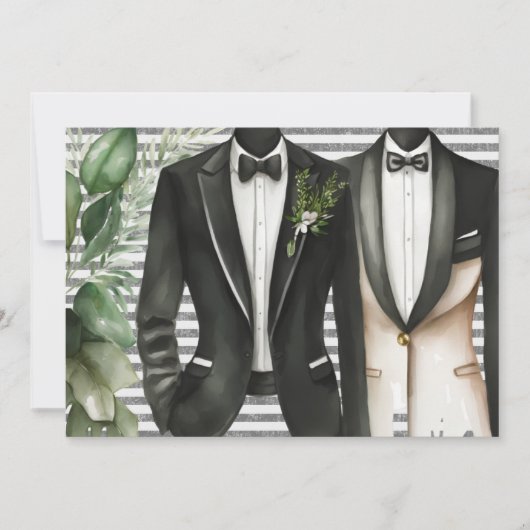 Invitation M. et M. Suit et Bow Cravate Mariage gay (Devant)