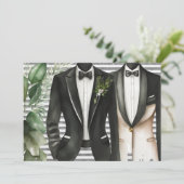 Invitation M. et M. Suit et Bow Cravate Mariage gay (Debout devant)