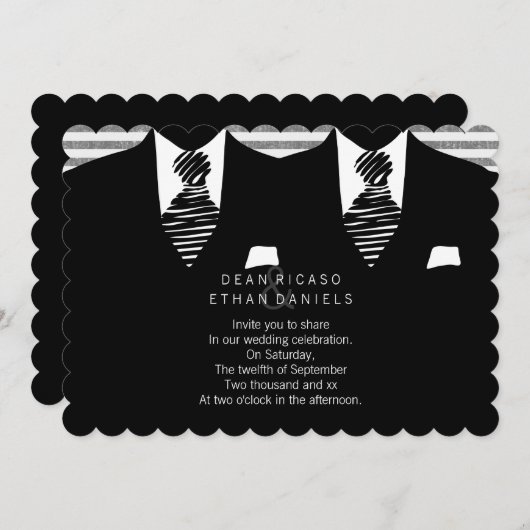 Invitation M. et M. Suit et Cravate Gay Mariage (Devant / Derrière)