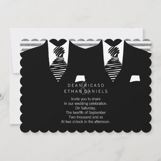 Invitation M. et M. Suit et Cravate Gay Mariage (Devant)