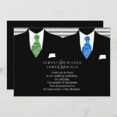 Invitation M. et M. Suit et Cravate Gay Mariage (Devant / Derrière)