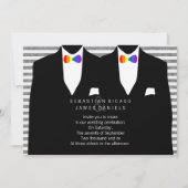Invitation M. et M. Suit et Rainbow Bow Cravate Mariage gay (Devant)