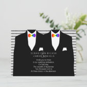 Invitation M. et M. Suit et Rainbow Bow Cravate Mariage gay (Debout devant)