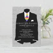 Invitation M. et M. Suit et Rainbow Cravate Mariage gay (Debout devant)