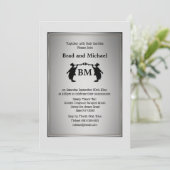 Invitation M. et M. Trumpet soufflent noir blanc argenté (Debout devant)