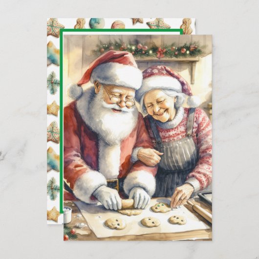 Invitation M. et Mme Claus Baking Cookies Custom Christmas (Devant / Derrière)