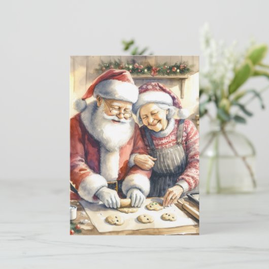 Invitation M. et Mme Claus Baking Cookies Custom Christmas (Debout devant)