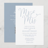 Invitation M. Et Mme Code QR Moderne Dusty Mariage bleu (Devant / Derrière)