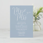 Invitation M. et Mme Code QR Moderne Mariage Bleu Poussiéreux (Debout devant)