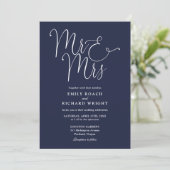 Invitation M. Et Mme Code QR moderne Marine Mariage bleu (Debout devant)
