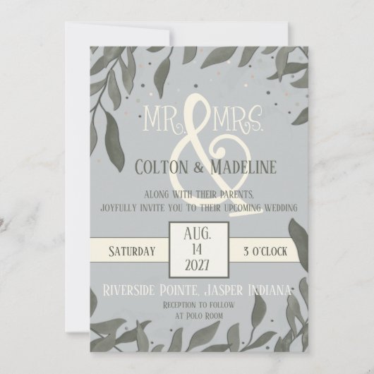 Invitation M. et Mme Elegant Mariage de l'intégrité moderne (Devant)