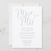 Invitation M. et Mme Elegant Script Mariage Bleu Poussiéreux (Devant)
