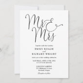 Invitation M. Et Mme Elegant Script Mariage noir et blanc (Devant)