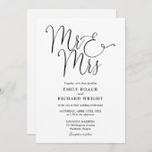 Invitation M. Et Mme Elegant Script Mariage noir et blanc (Devant / Derrière)