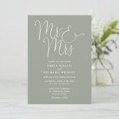Invitation M. Et Mme Elegant Script Sage Green Mariage (Debout devant)