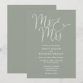 Invitation M. Et Mme Elegant Script Sage Green Mariage (Devant / Derrière)