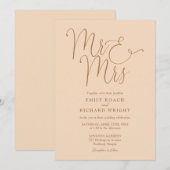 Invitation M. Et Mme Elegant Script Soft Peach Mariage (Devant / Derrière)
