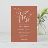 Invitation M. Et Mme Elegant Script Terracotta Mariage (Debout devant)