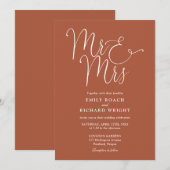 Invitation M. Et Mme Elegant Script Terracotta Mariage (Devant / Derrière)