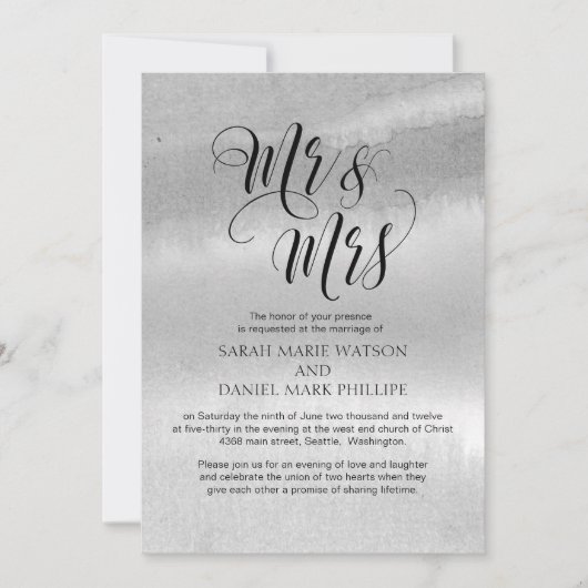 Invitation M. et Mme élégants Wedding Typography Invite de (Devant)